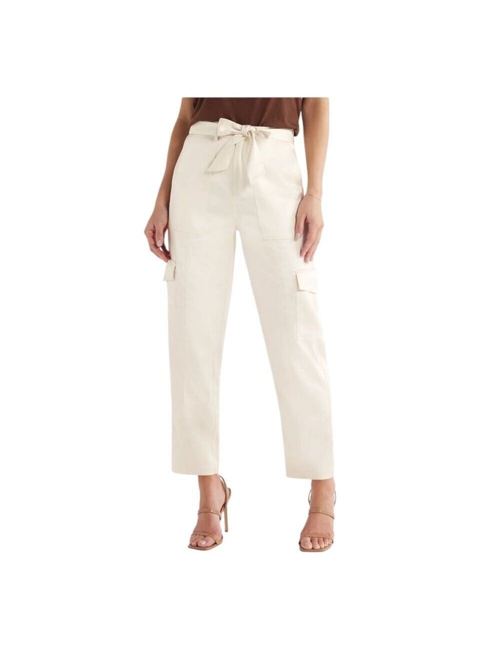 Sofia Jeans Women's Tapered High Rise Satin Cargo Pants, 27" Inseam, Size 16 - Picture 2 of 8